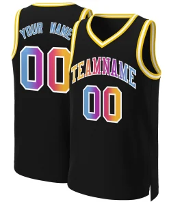 Custom Black Yellow-White Classic Gradient Fashion Tops Basketball Jersey