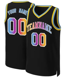 Custom Black Yellow-White Classic Gradient Fashion Tops Basketball Jersey