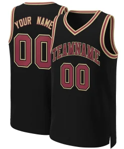 Custom Black Maroon-Black Classic Tops Basketball Jersey