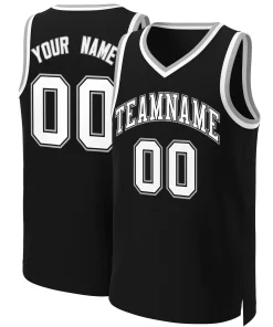 Custom Black White-Black Classic Tops Basketball Jersey