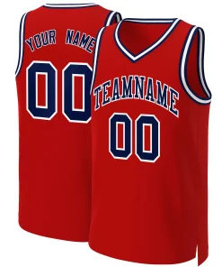 Custom Red Navy-White Classic Tops Basketball Jersey