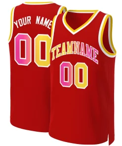 Custom Red Yellow-White Classic Gradient Fashion Tops Basketball Jersey