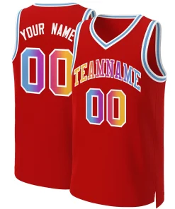 Custom Red Yellow-White Classic Gradient Fashion Tops Basketball Jersey