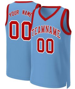 Custom Light Blue Red-White Classic Tops Basketball Jersey