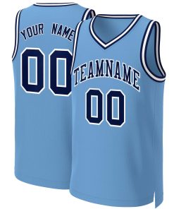 Custom Light Blue Navy-White Classic Tops Basketball Jersey