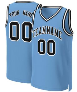 Custom Light Blue Black-White Classic Tops Basketball Jersey