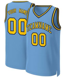 Custom Light Blue Yellow-Navy Classic Tops Basketball Jersey