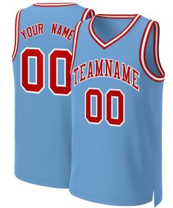 Custom Light Blue Red-White Classic Tops Basketball Jersey
