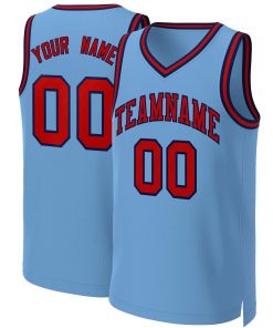 Custom Light Blue Red-Navy Classic Tops Basketball Jersey