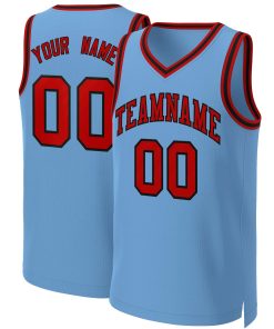 Custom Light Blue Red-Black Classic Tops Basketball Jersey