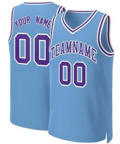 Custom Light Blue Purple-White Classic Tops Basketball Jersey