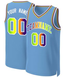 Custom Light Blue Purple-White Classic Gradient Fashion Tops Basketball Jersey