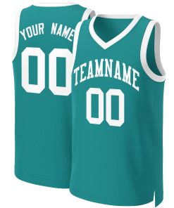 Custom Teal White Classic Tops Basketball Jersey