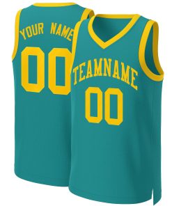 Custom Teal Yellow Classic Tops Basketball Jersey