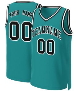 Custom Teal Black-White Classic Tops Basketball Jersey