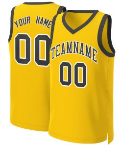 Custom Yellow Black-White Classic Tops Basketball Jersey