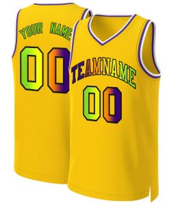 Custom Yellow Purple-Black Classic Gradient Fashion Tops Basketball Jersey