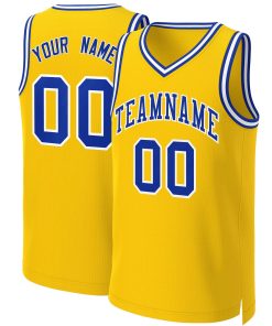 Custom Yellow Royal-White Classic Tops Basketball Jersey