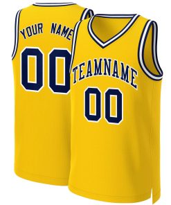 Custom Yellow Navy-White Classic Tops Basketball Jersey
