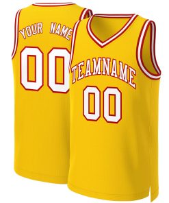 Custom Yellow White-Red Classic Tops Basketball Jersey