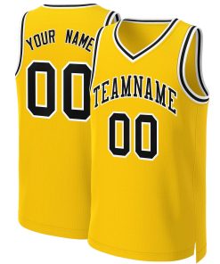 Custom Yellow Black-White Classic Tops Basketball Jersey