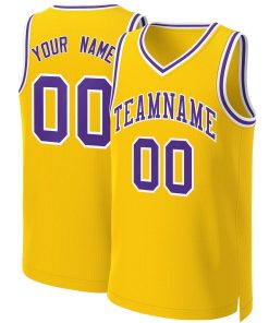 Custom Yellow Purple-White Classic Tops Basketball Jersey
