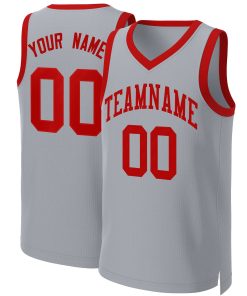 Custom Gray Red Classic Tops Basketball Jersey