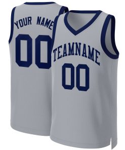 Custom Gray Navy Classic Tops Basketball Jersey