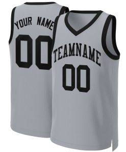 Custom Gray Black Classic Tops Basketball Jersey