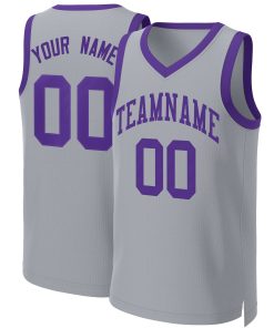 Custom Gray Purple Classic Tops Basketball Jersey