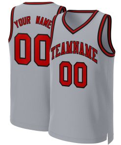 Custom Gray Red-Black Classic Tops Basketball Jersey