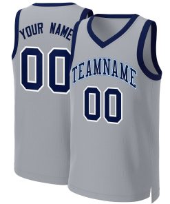 Custom Gray Navy-White Classic Tops Basketball Jersey