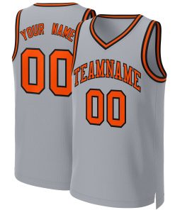 Custom Gray Orange-Black Classic Tops Basketball Jersey