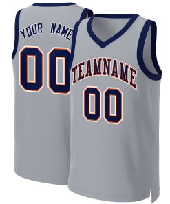 Custom Gray Navy-Orange Classic Tops Basketball Jersey