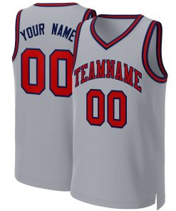 Custom Gray Red-Navy Classic Tops Basketball Jersey