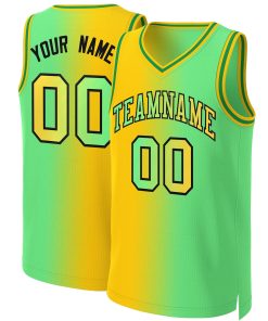 Custom Yellow Neon Green-Black Gradient Fashion Tops Basketball Jersey