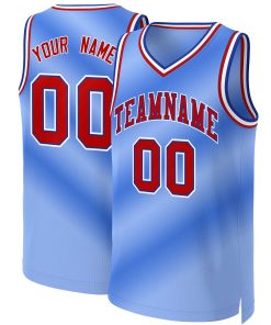 Custom Light Blue Red-Royal Gradient Fashion Tops Basketball Jersey