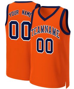 Custom Orange Navy-White Classic Tops Basketball Jersey