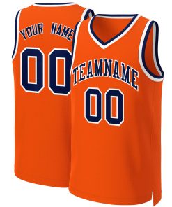Custom Orange Navy-White Classic Tops Basketball Jersey
