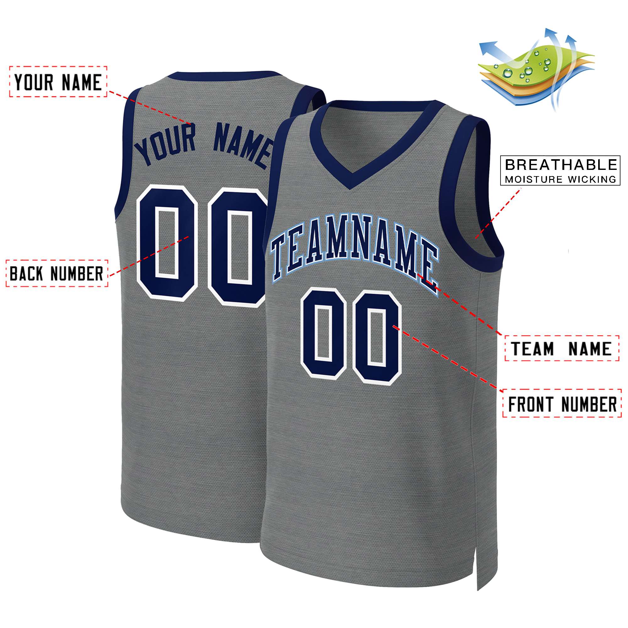 Custom Dark Gray Navy-White Classic Tops Basketball Jersey - Image 2
