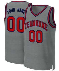 Custom Dark Gray Red-Navy Classic Tops Basketball Jersey