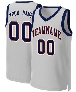 Custom Gray Navy-Orange Classic Tops Basketball Jersey