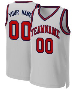 Custom Gray Red-Navy Classic Tops Basketball Jersey