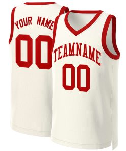 Custom Khaki Red Classic Tops Basketball Jersey