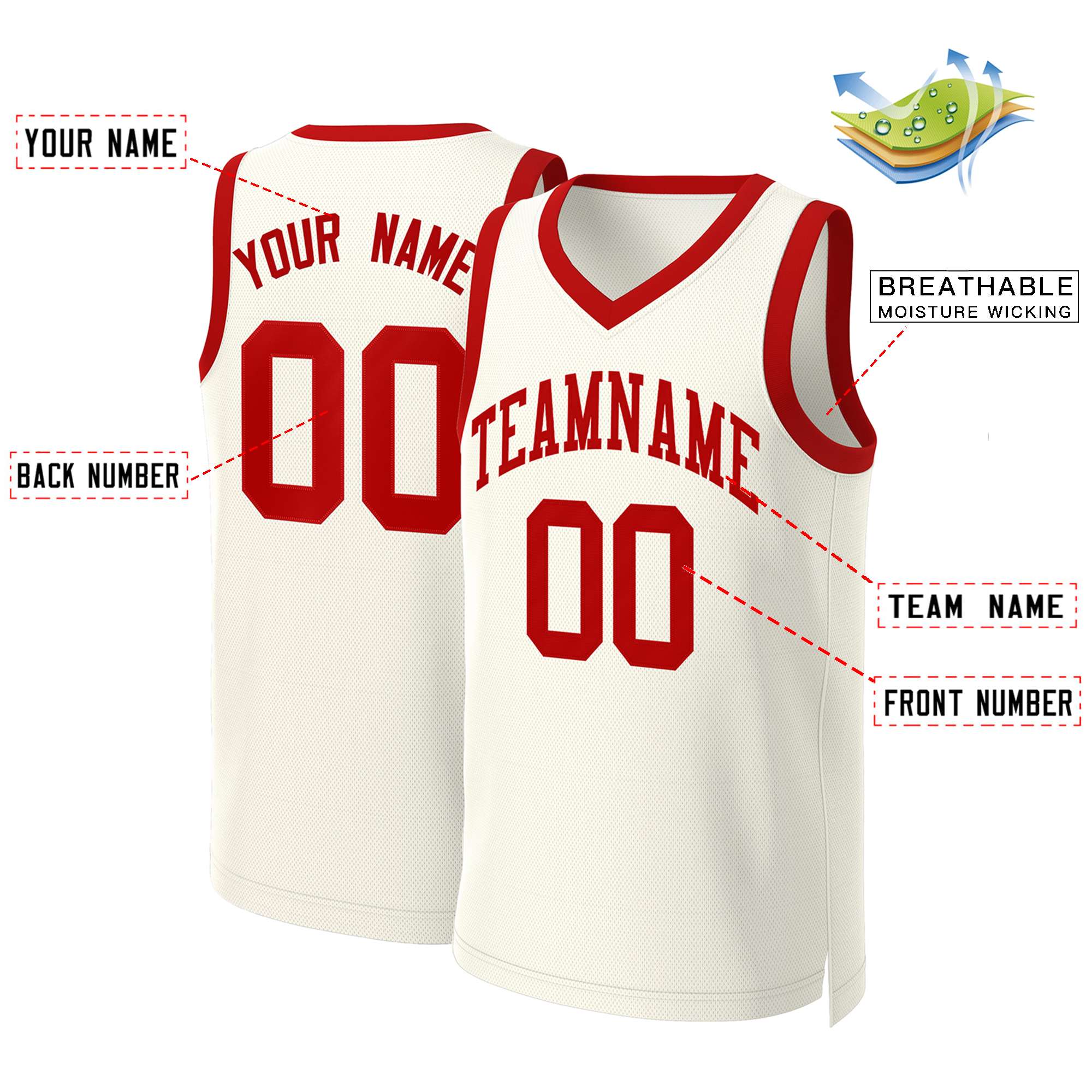 Custom Khaki Red Classic Tops Basketball Jersey - Image 2