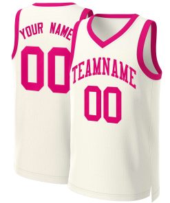 Custom Khaki Pink Classic Tops Basketball Jersey