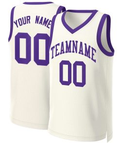 Custom Khaki Purple Classic Tops Basketball Jersey