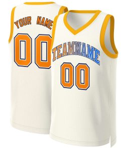 Custom Khaki Orange-White Classic Gradient Fashion Tops Basketball Jersey