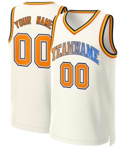 Custom Khaki Orange-White Classic Gradient Fashion Tops Basketball Jersey