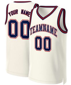 Custom Khaki Navy-White Classic Tops Basketball Jersey